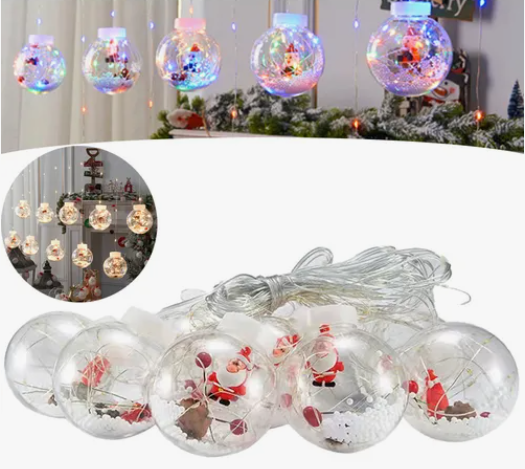 CORTINA DE LUCES BOLAS DE NAVIDAD