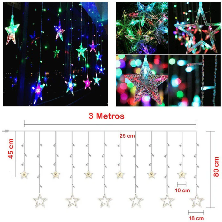 Extensión Luces Led Estrella X3 Metros Luz Navidad