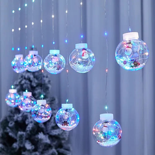 CORTINA DE LUCES BOLAS DE NAVIDAD