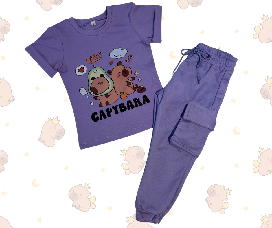 CAPYBARA 🧸: CONJUNTO SUDADERA CARGO + CAMISETA 🌈