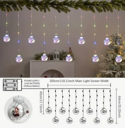 CORTINA DE LUCES BOLAS DE NAVIDAD