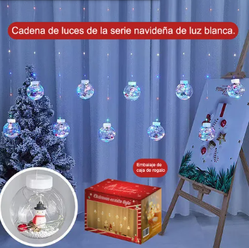 CORTINA DE LUCES BOLAS DE NAVIDAD