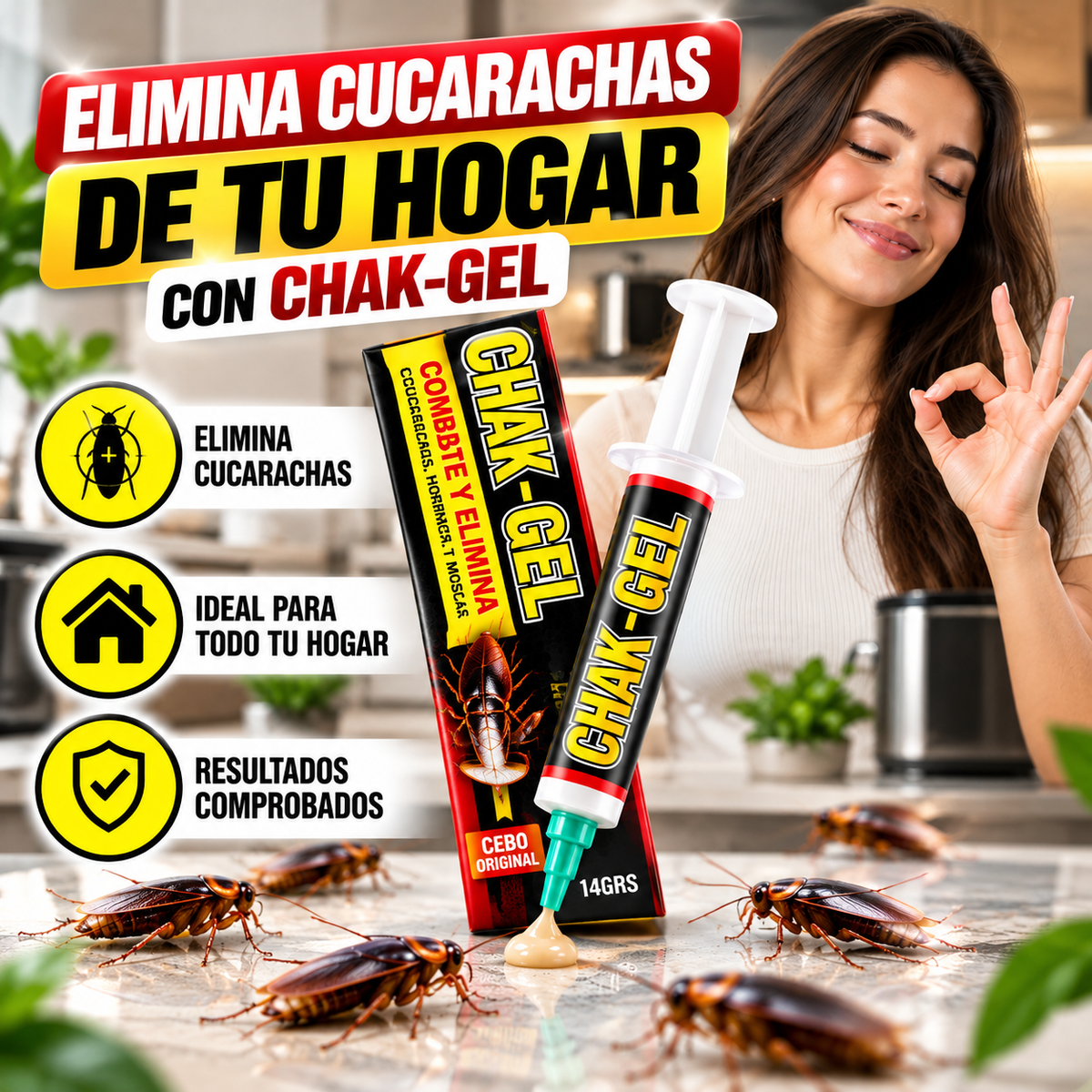 CHAK-GEL MAX™ | Gel Elimina Cucarachas 14 g.